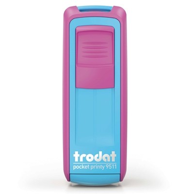 CARIMBO POCKET PRINTY 9511 ROSA/TURQUESA 38X14MM TTD